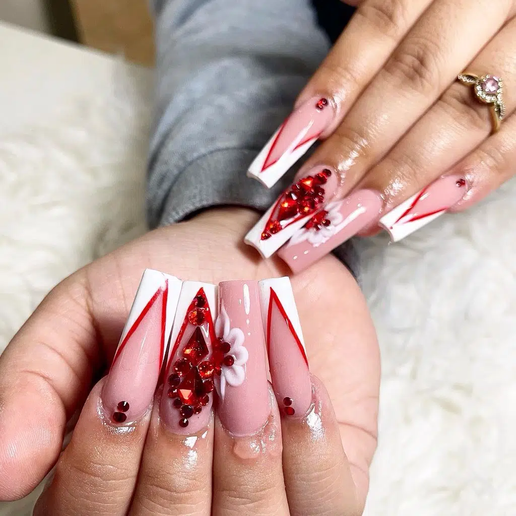 13+ Eye-Catching Red French Tip Coffin Nail Ideas for Every Occasion